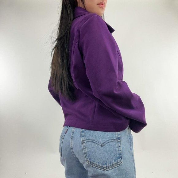 90s vintage style Deep Purple Faux Suede Jacket - Picture 10 of 13